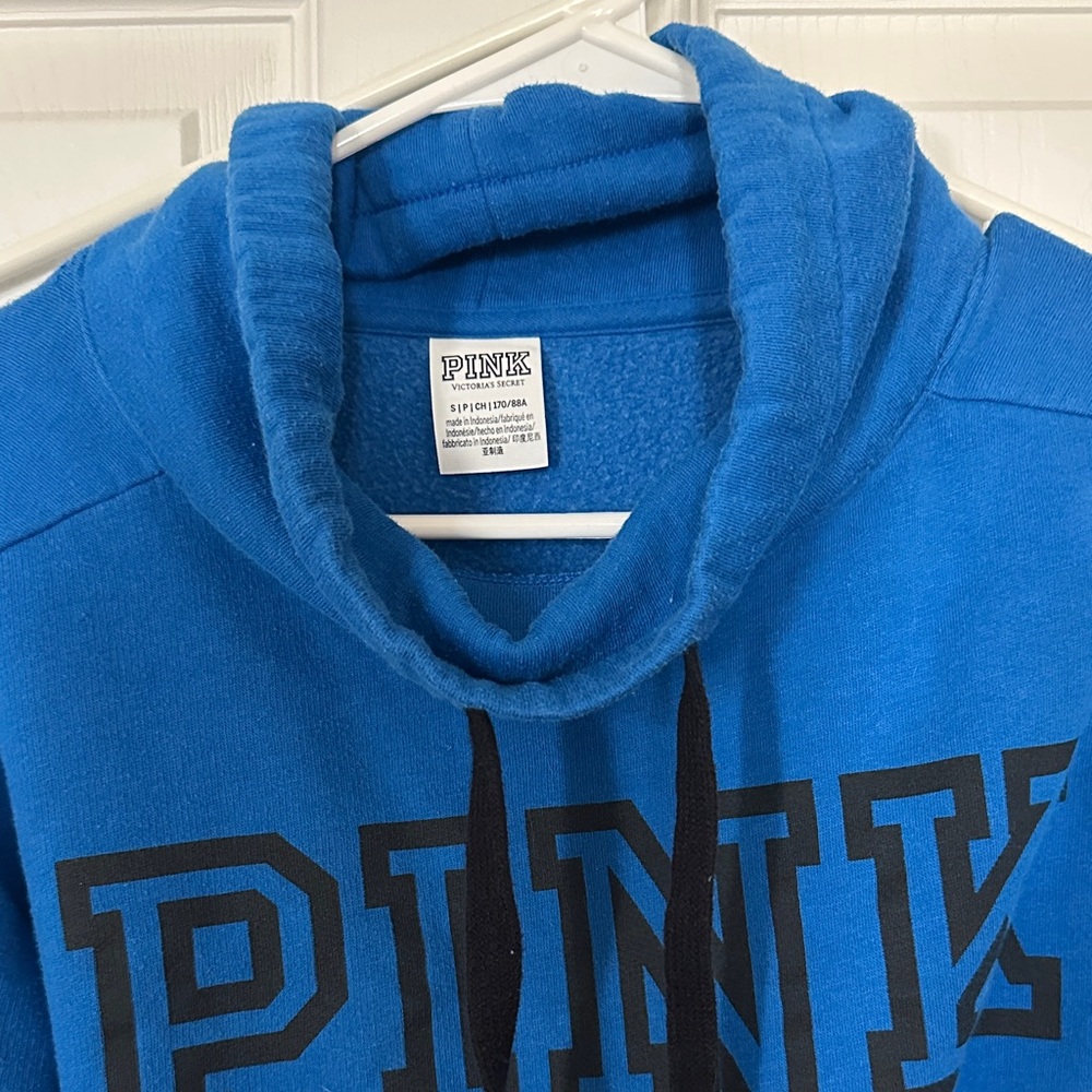 PINK Victoria's Secret Blue Sweatshirt with Black Accents - Picture 3 of 5